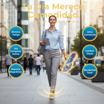 Persona caminando con plantillas en mano